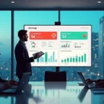 Gestor de TI analisando painel com orçamento e desperdício tecnológico