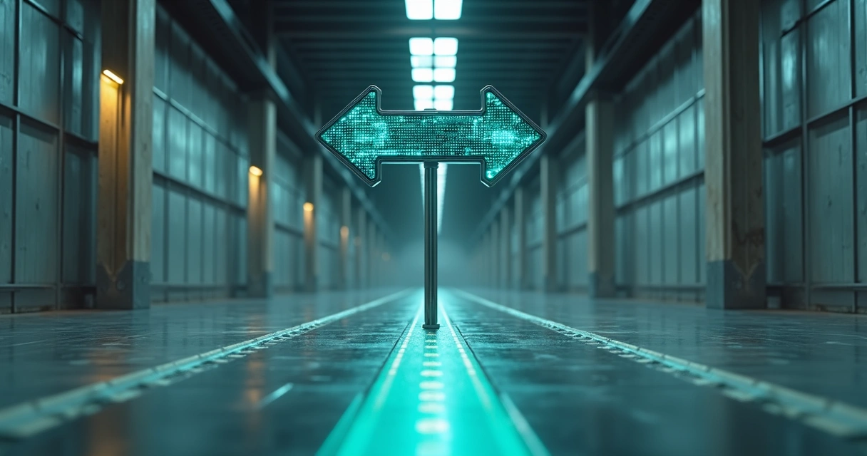 Encruzilhada em formato de placa indicando escolha entre sistemas prontos e software personalizado