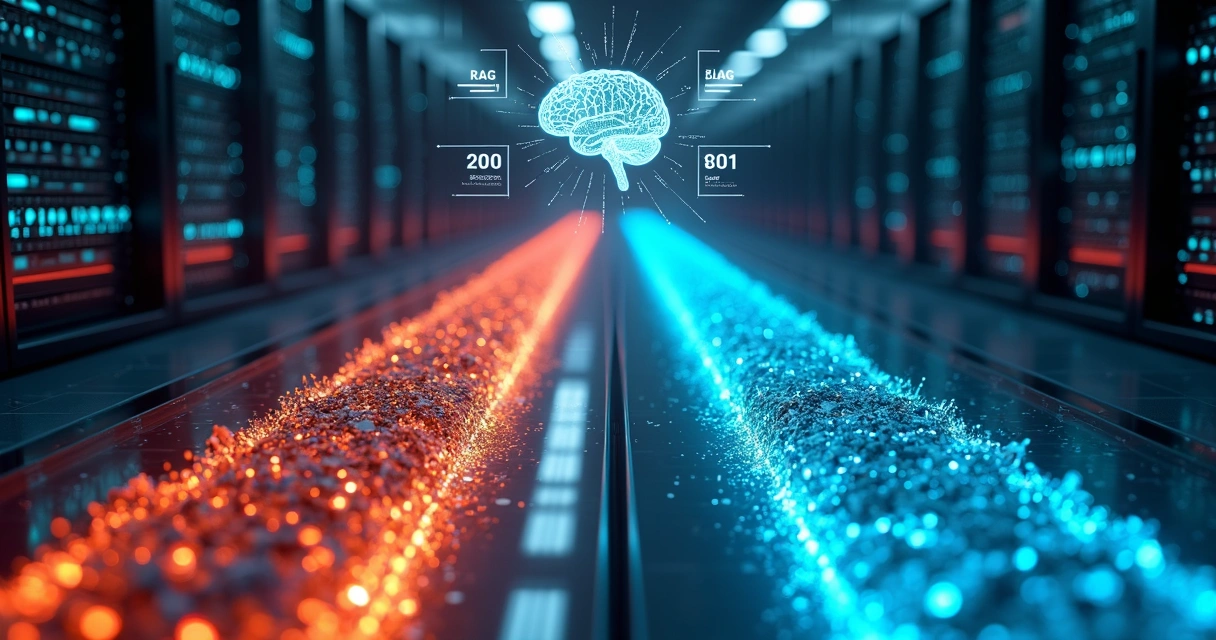 Visão superior de pipeline de dados com destaque para fluxo otimizado e fluxos congestionados